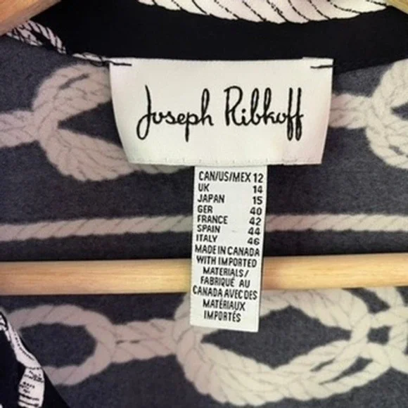 Joseph Ribkoff Nautical Rope V-Neck Top in Midnight Blue/Vanilla size 12 - Picture 9 of 14